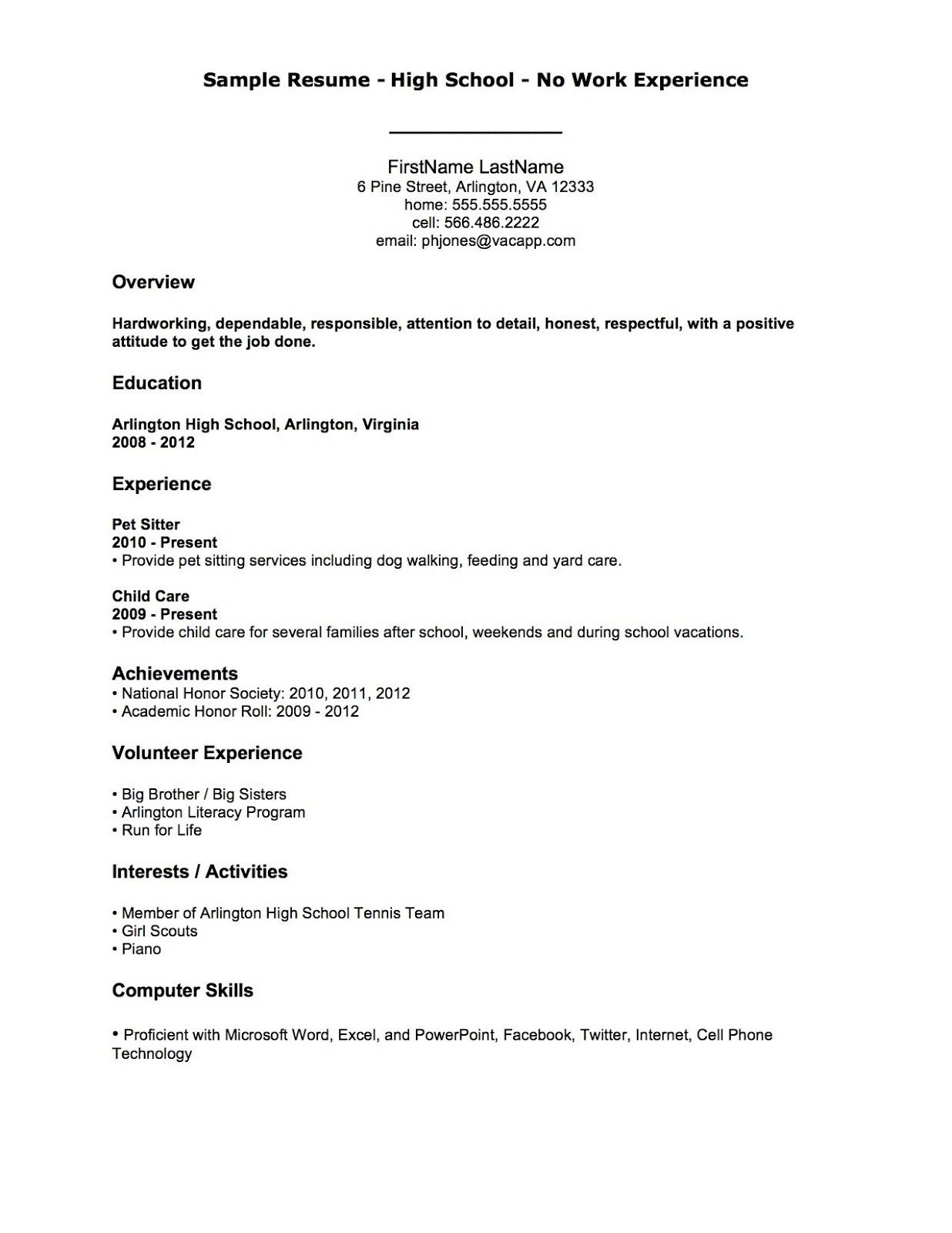 Sample resume for dance audition